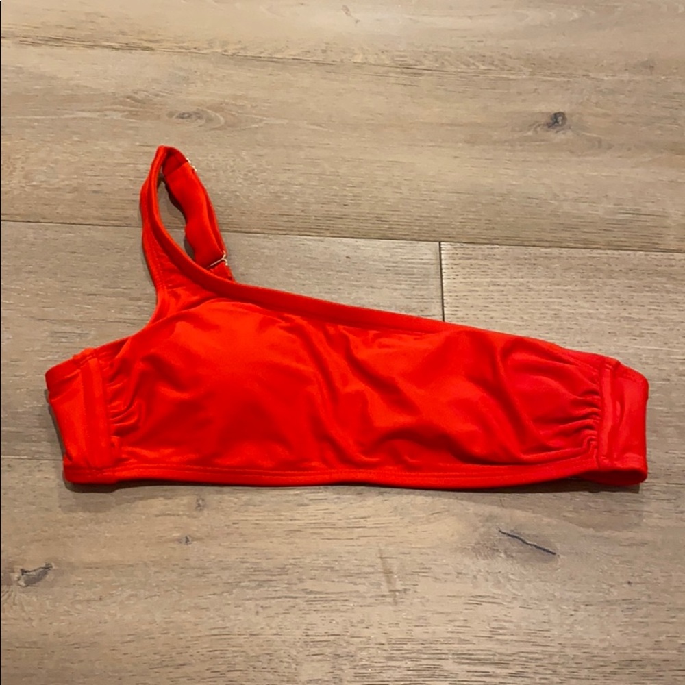 Red bikini top one shoulder